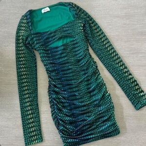 Multi-Colored Green Party Dress